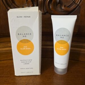 Balance Me AHA Glow Mask Glycolic Acid Kaolin Clay Linden, 1.69oz--Sealed/NIB